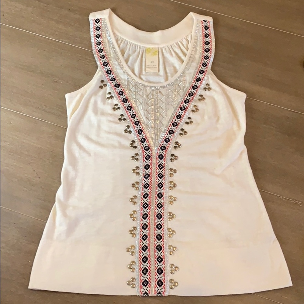 Cotton tank with black, red and silver detail